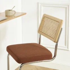 Online No name SKANA Lot de 2 chaises de bar en velours côtelé pieds chrome H66cm