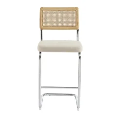 Online No name SKANA Lot de 2 chaises de bar en velours côtelé pieds chrome H66cm