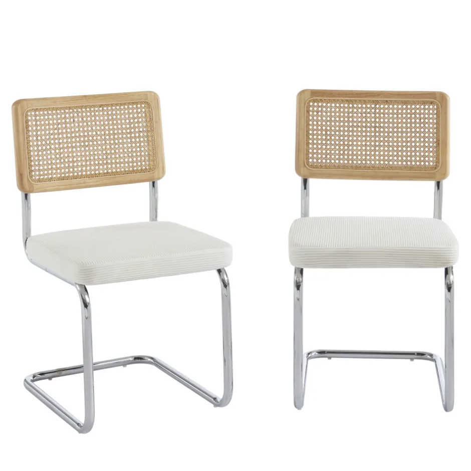 Online No name SKANA Lot de 2 chaises en velours côtelé pieds chrome