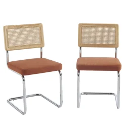 Online No name SKANA Lot de 2 chaises en velours côtelé pieds chrome