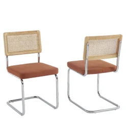 Online No name SKANA Lot de 2 chaises en velours côtelé pieds chrome