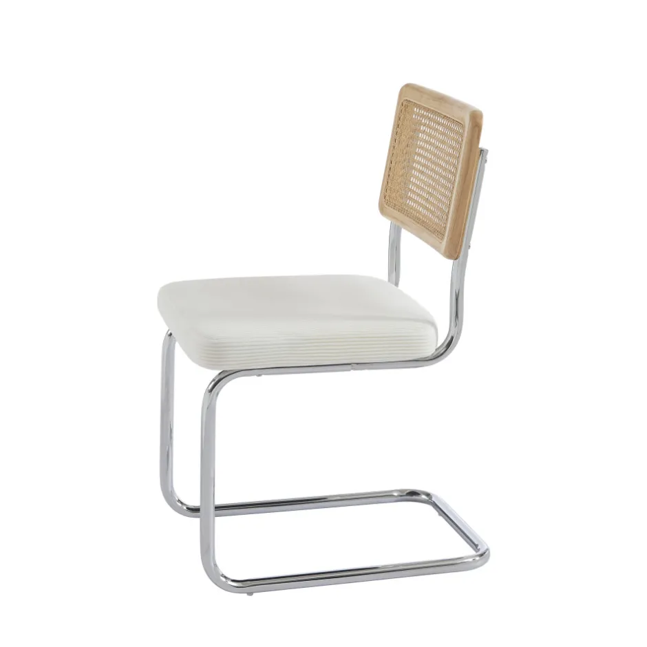 Online No name SKANA Lot de 2 chaises en velours côtelé pieds chrome