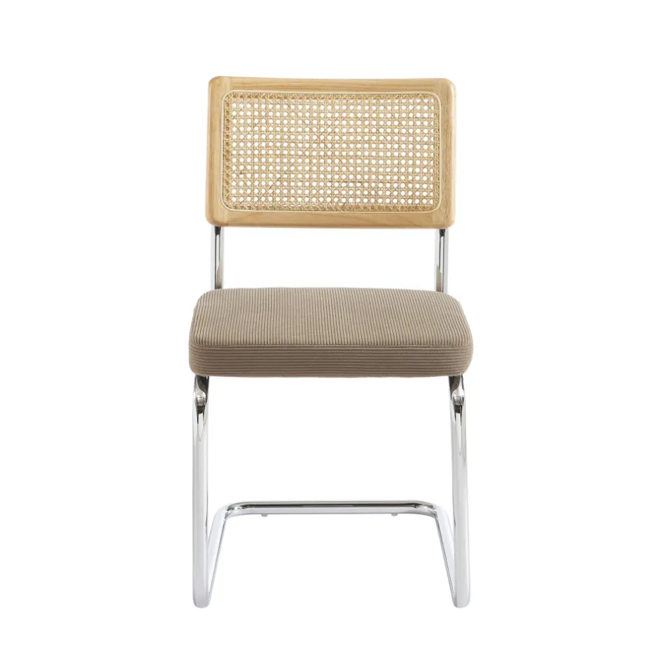 Online No name SKANA Lot de 2 chaises en velours côtelé pieds chrome