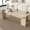 Outlet Drawer SOLENI Table basse effet travertin 120x60cm