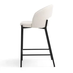 Online Drawer SOREN Lot de 2 chaises de bar en tissu bouclette et métal H65cm