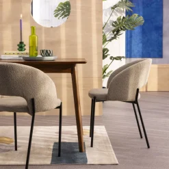 Best Drawer SOREN Lot de 2 chaises en tissu bouclette et métal