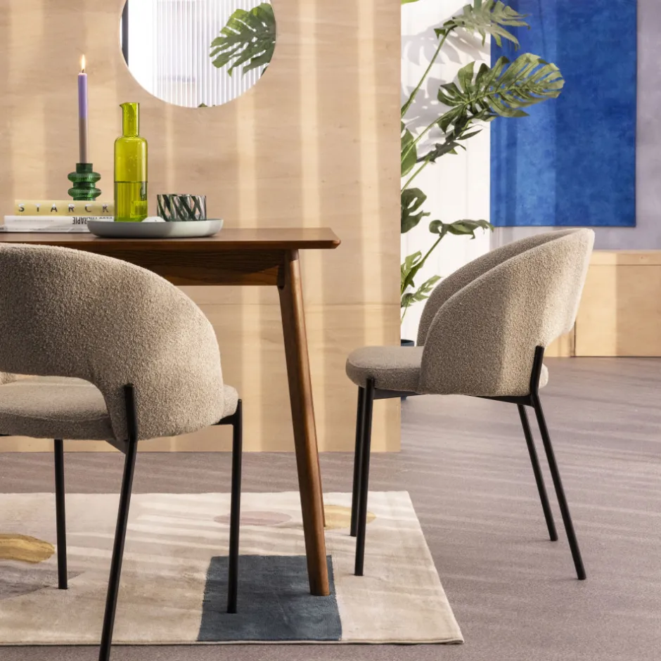 Best Drawer SOREN Lot de 2 chaises en tissu bouclette et métal