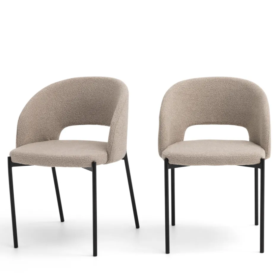 Best Drawer SOREN Lot de 2 chaises en tissu bouclette et métal