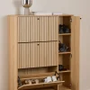 Discount Drawer STORO Meuble à chaussures 4 portes en bois et métal L98,7cm
