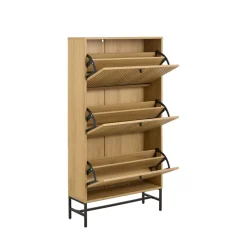 Clearance Drawer STORO Meuble à chaussures 3 portes en bois et métal L71,6cm