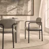 Clearance Drawer STUART Lot de 2 fauteuils de table en tissu bouclette et métal