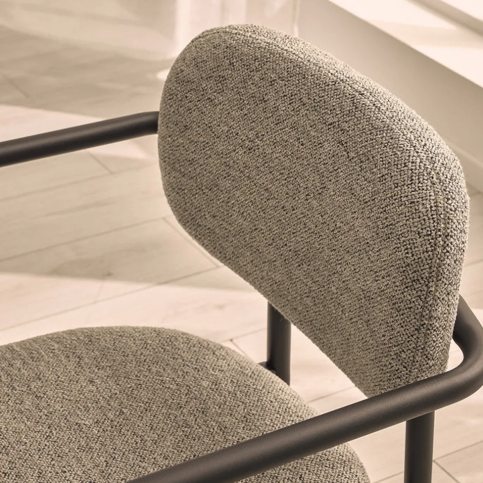 Clearance Drawer STUART Lot de 2 fauteuils de table en tissu bouclette et métal