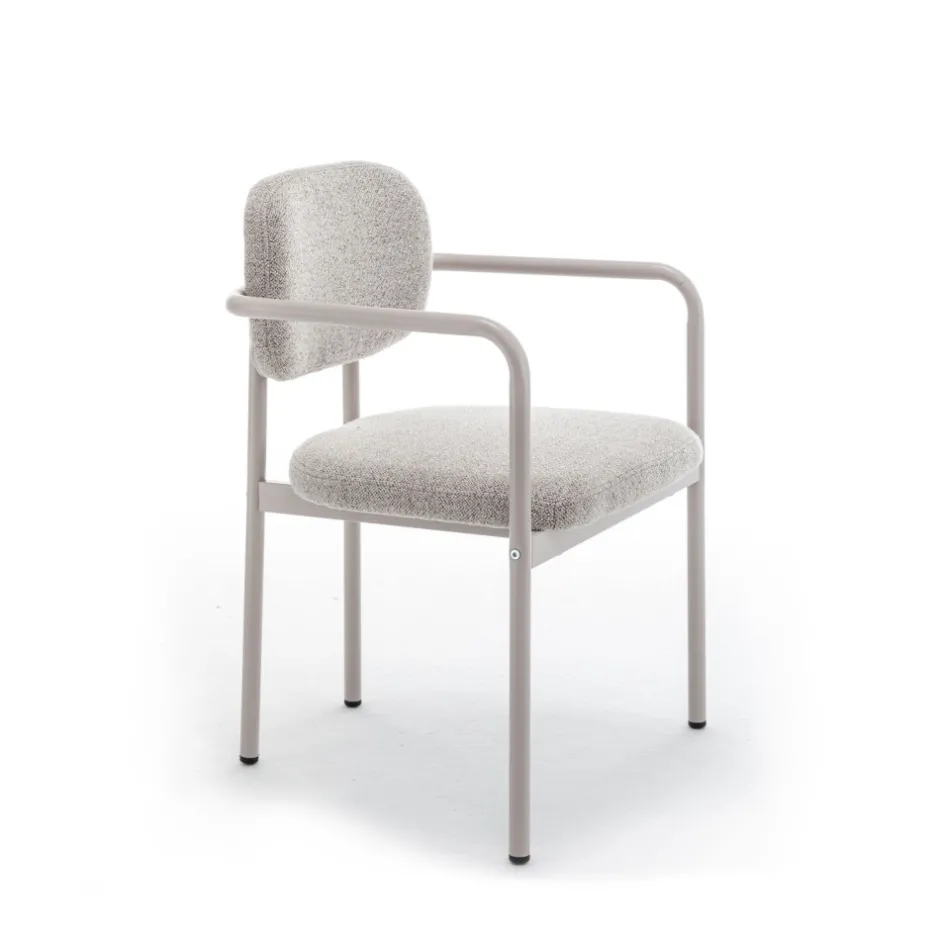 Online Drawer STUART Lot de 2 fauteuils de table en tissu bouclette pieds beiges