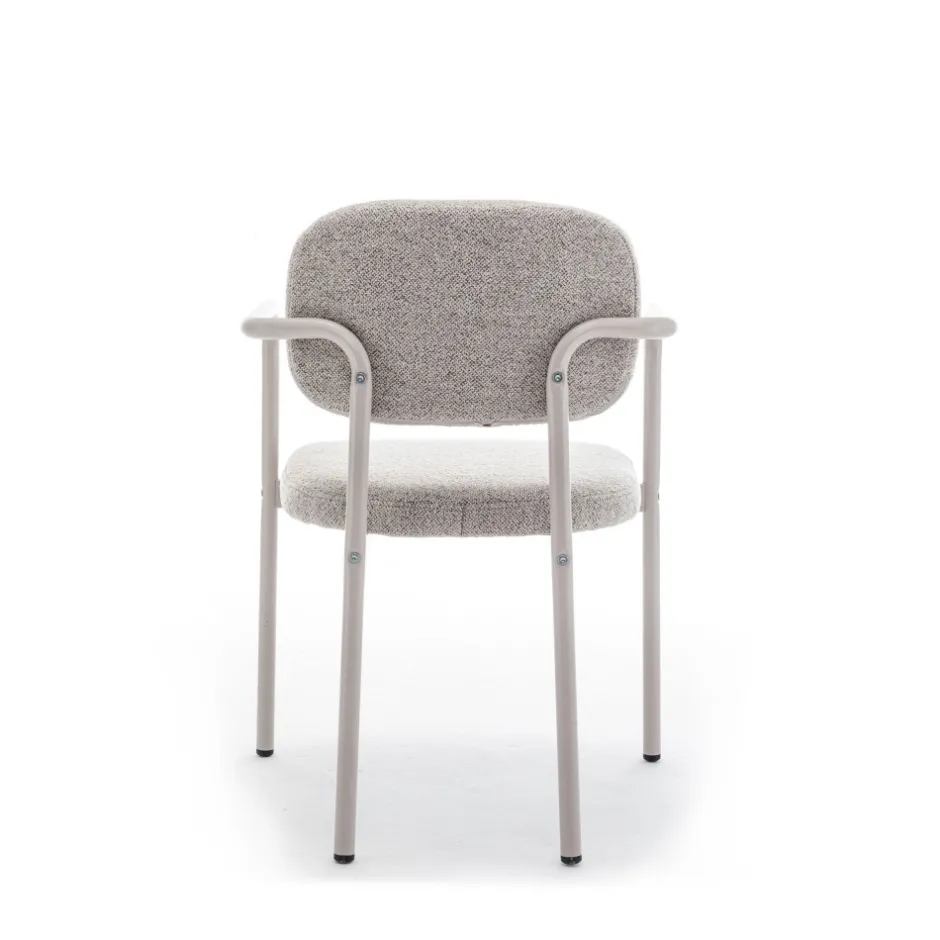 Online Drawer STUART Lot de 2 fauteuils de table en tissu bouclette pieds beiges