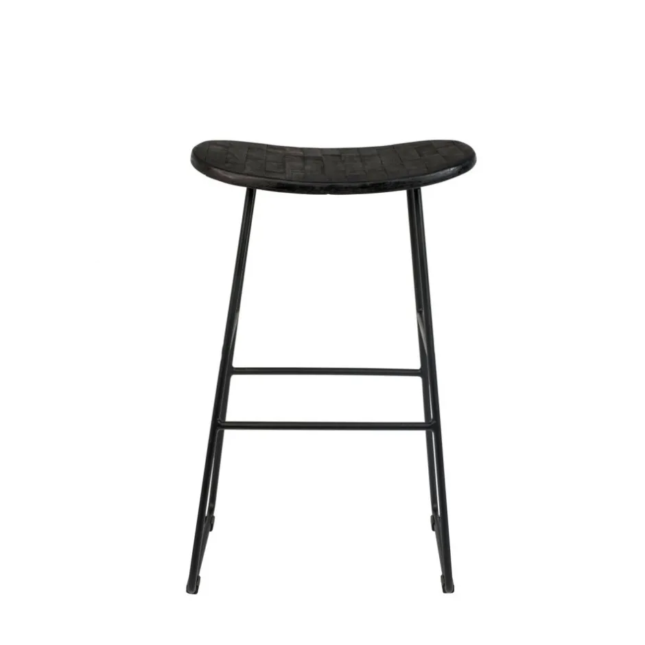 Sale No name TANGLE Tabouret de bar en teck recyclé et métal H62cm