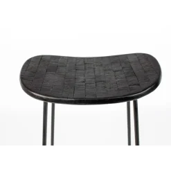 Sale No name TANGLE Tabouret de bar en teck recyclé et métal H62cm