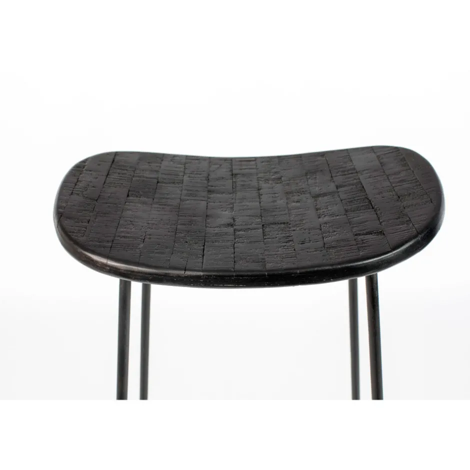 Sale No name TANGLE Tabouret de bar en teck recyclé et métal H62cm