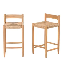 Best No name TANNO Lot de 2 tabourets de bar intérieur/extérieur en bois H66cm