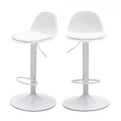 New Drawer TEBAR Lot de 2 chaises de bar réglables en simili et métal H61-83cm