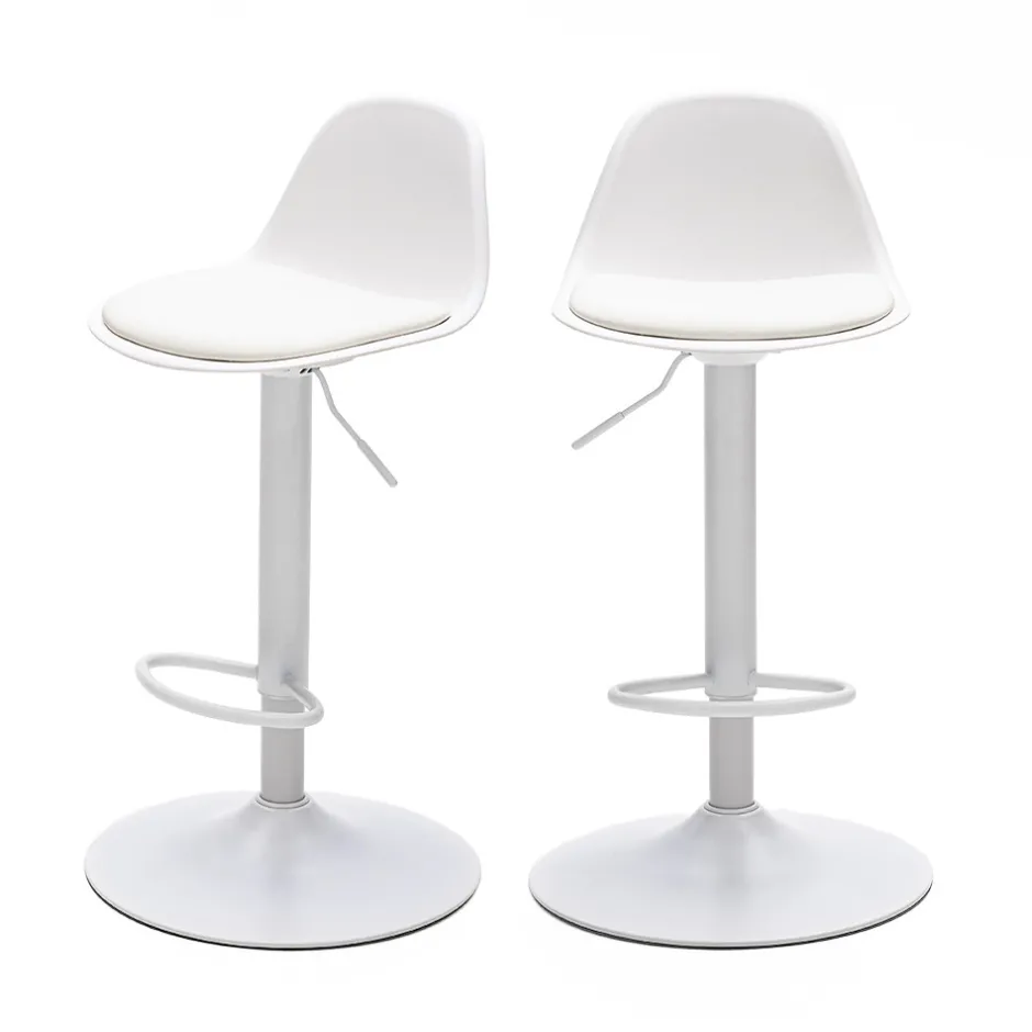 New Drawer TEBAR Lot de 2 chaises de bar réglables en simili et métal H61-83cm