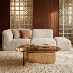 Online Drawer TILA Table basse organique en verre L100cm