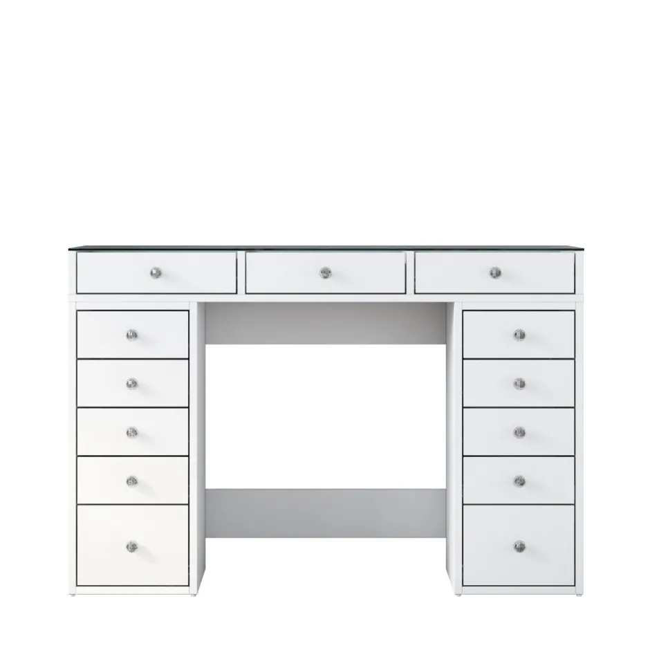 Sale Drawer TIYA Coiffeuse 13 tiroirs avec plateau en verre L120cm