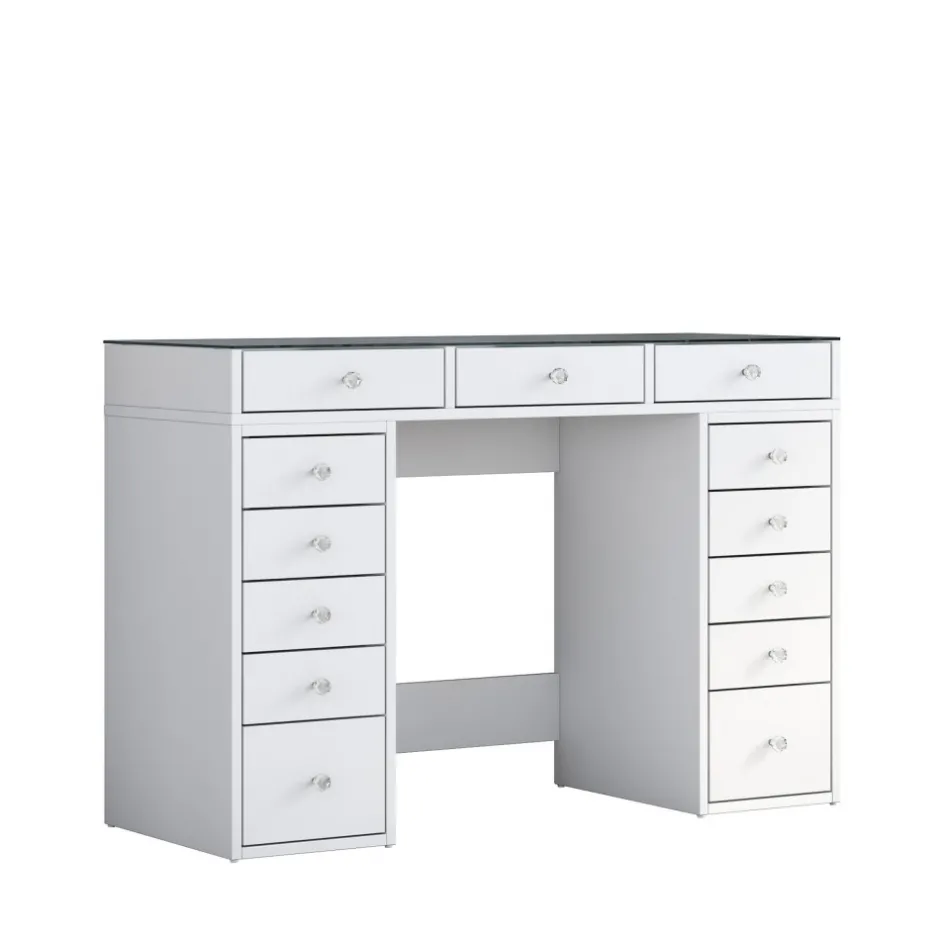 Sale Drawer TIYA Coiffeuse 13 tiroirs avec plateau en verre L120cm