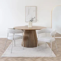 Best House Nordic TRIVIO Lot de 2 fauteuils de table en tissu pieds beiges