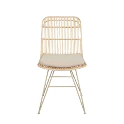 Drawer UYUNI Lot de 2 chaises design en rotin pieds beiges