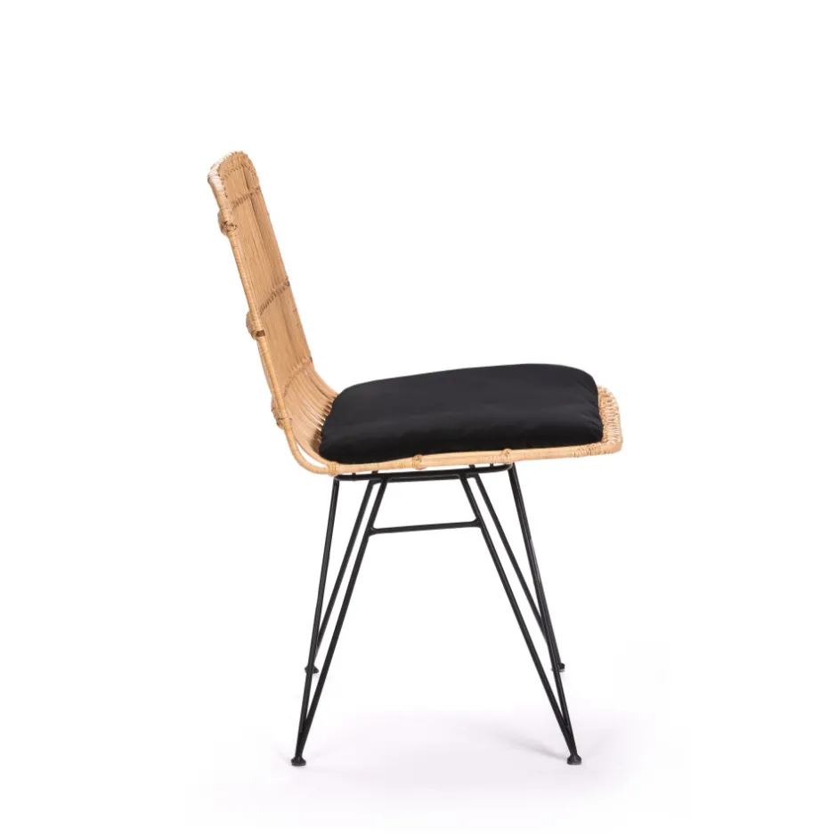 Hot Drawer UYUNI Lot de 2 chaises design en rotin et métal