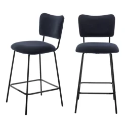 Clearance Drawer VANDER Lot de 2 chaises de bar en velours côtelé et métal H65cm