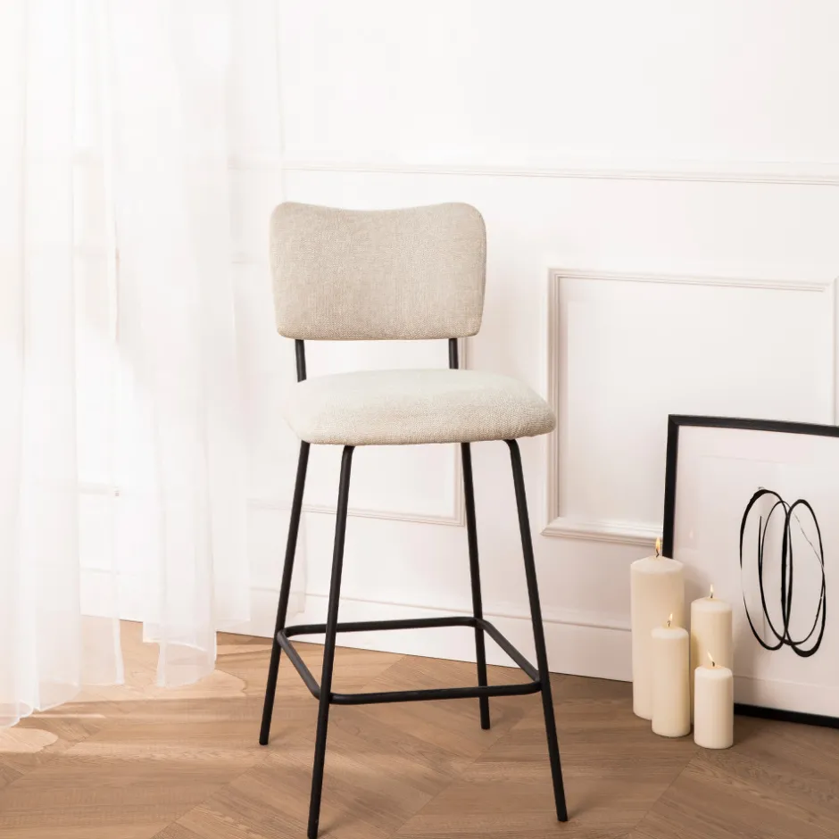 Clearance Drawer VANDER Lot de 2 chaises de bar en tissu et métal H65cm