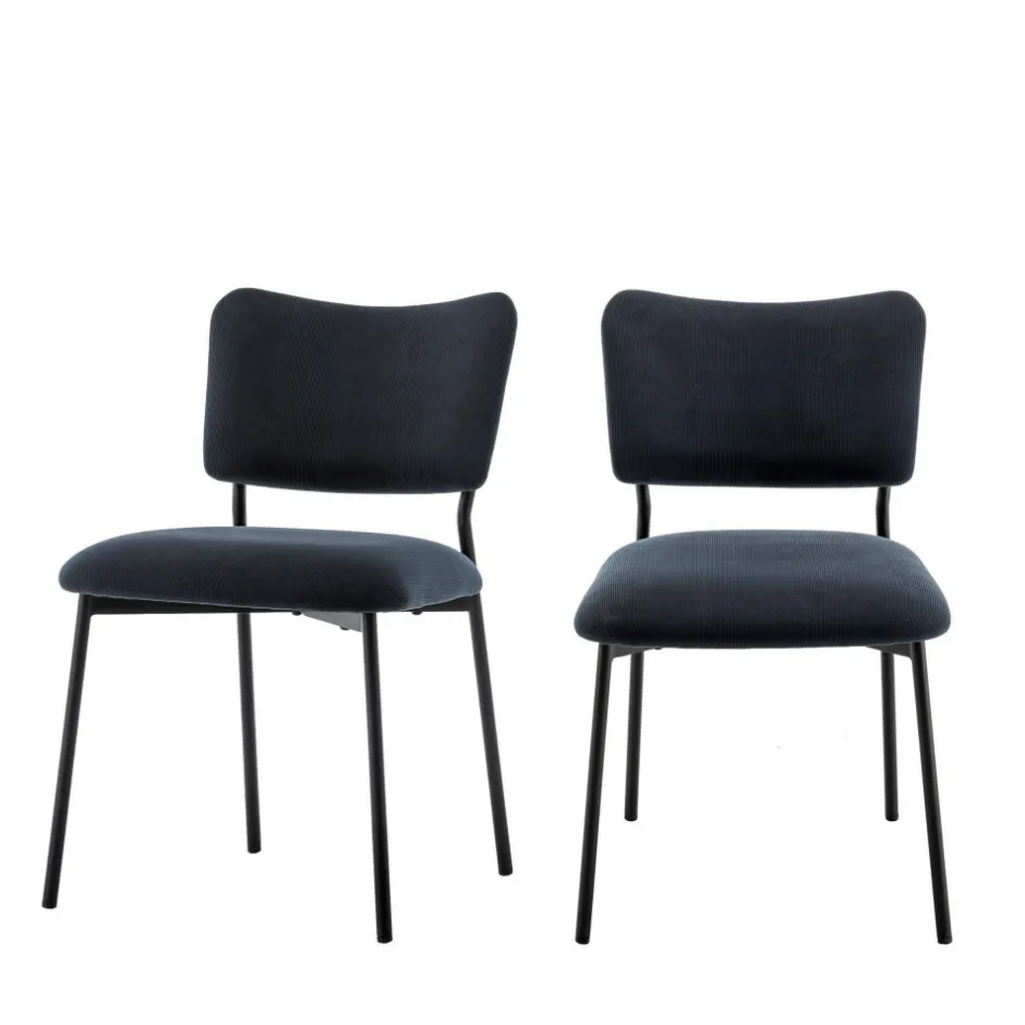 Online Drawer VANDER Lot de 2 chaises en velours côtelé et métal