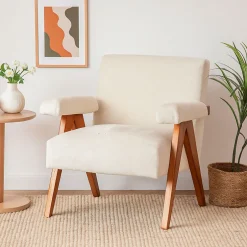 Discount Drawer VEDA Fauteuil en tissu chenille et bois
