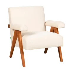 Discount Drawer VEDA Fauteuil en tissu chenille et bois