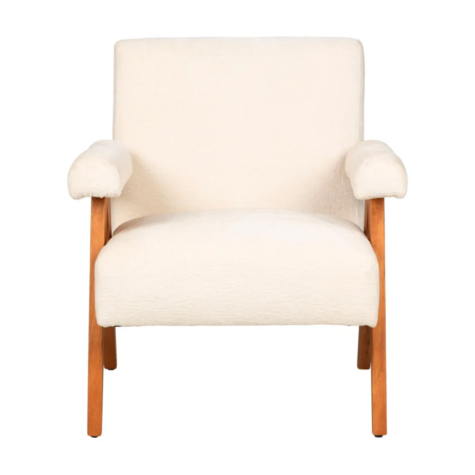 Discount Drawer VEDA Fauteuil en tissu chenille et bois