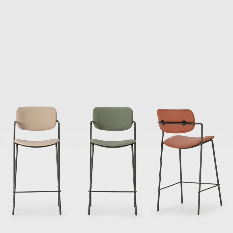 Best No name VELURA Lot de 2 tabourets de bar en simili cuir et métal H67cm