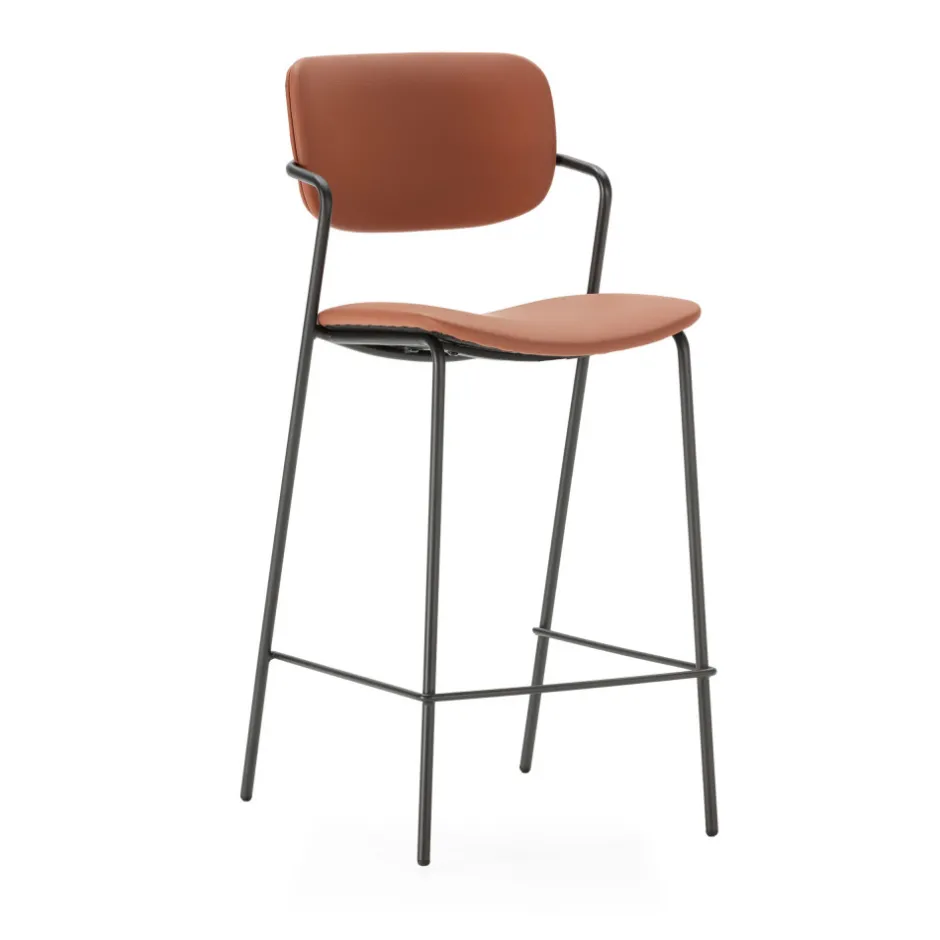 Best No name VELURA Lot de 2 tabourets de bar en simili cuir et métal H67cm