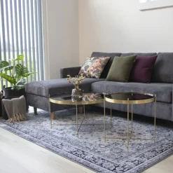 New House Nordic VENEZIA Table basse en verre et métal ø48xh48cm