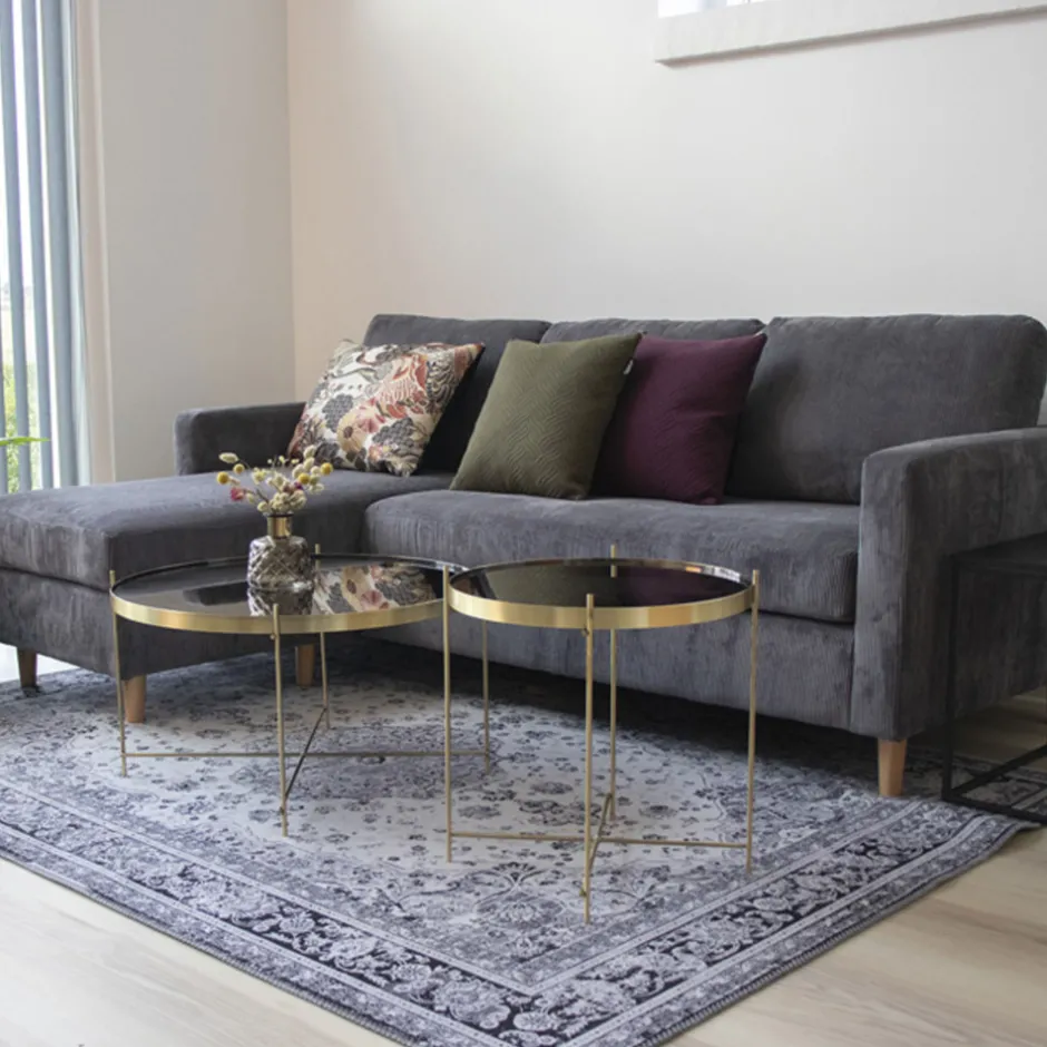 Online House Nordic VENEZIA Table basse en verre et métal ø70xh40cm