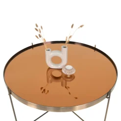 Online House Nordic VENEZIA Table basse en verre et métal ø70xh40cm