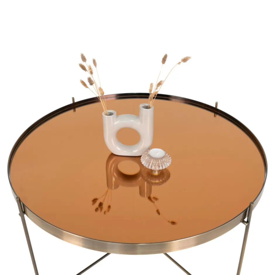 Online House Nordic VENEZIA Table basse en verre et métal ø70xh40cm