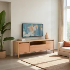 New Drawer VERADE Meuble TV 2 portes 1 tiroir en bois L180cm