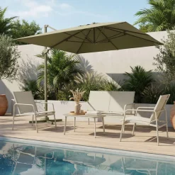 Best Drawer VEYA Parasol carré déporté en aluminium 3x3m