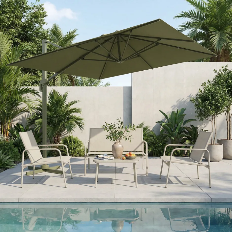 Best Drawer VEYA Parasol rectangulaire déporté en aluminium 3x4m