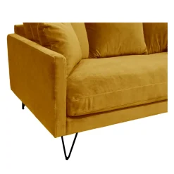 Online Drawer VILLABON Canapé 3 places en velours pieds épingles noirs