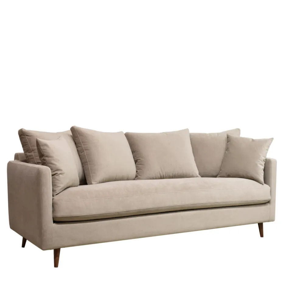 Best Drawer VILLABON Canapé convertible 4 places en velours pieds bois foncé