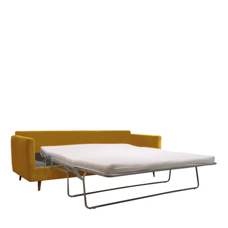 Best Drawer VILLABON Canapé convertible 4 places en velours pieds bois foncé