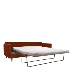 Best Drawer VILLABON Canapé convertible 4 places en velours pieds bois foncé