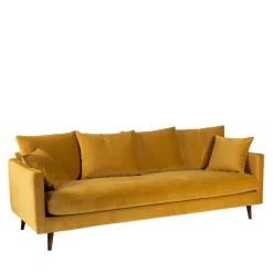 Best Drawer VILLABON Canapé convertible 4 places en velours pieds bois foncé